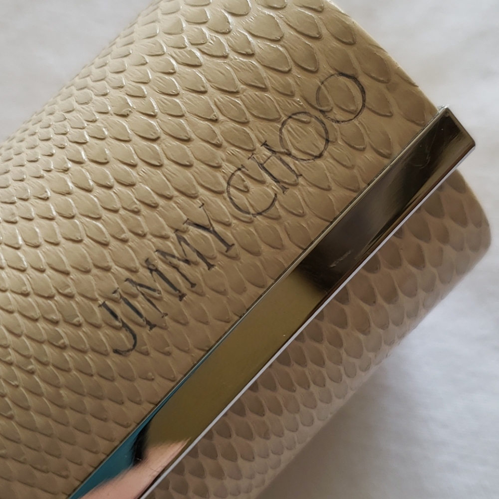 Jimmy Choo Cream Snakeskin Glasses Case